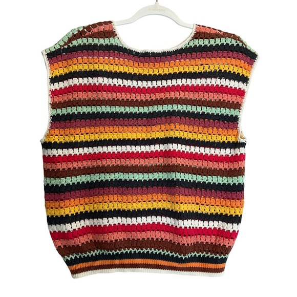 Marine Layer Multicolor Striped Pullover Crochet Knit Vest Top Sleeveless XL - Picture 3 of 8